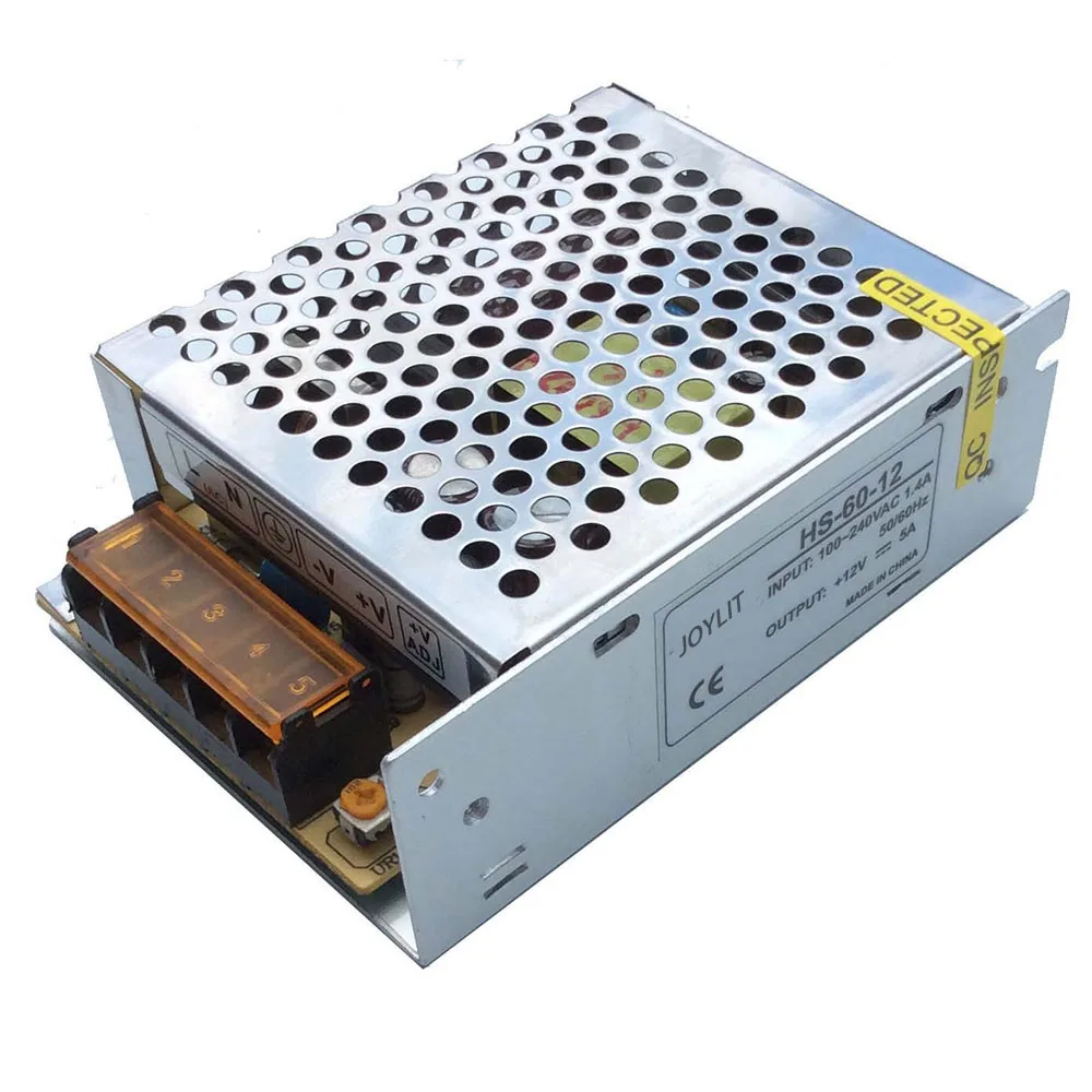 

12V 5A 60W DC Transformer Switch Power Supply Driver For LED Strip Light Display 12V5A 110 220v Aluminum Shell