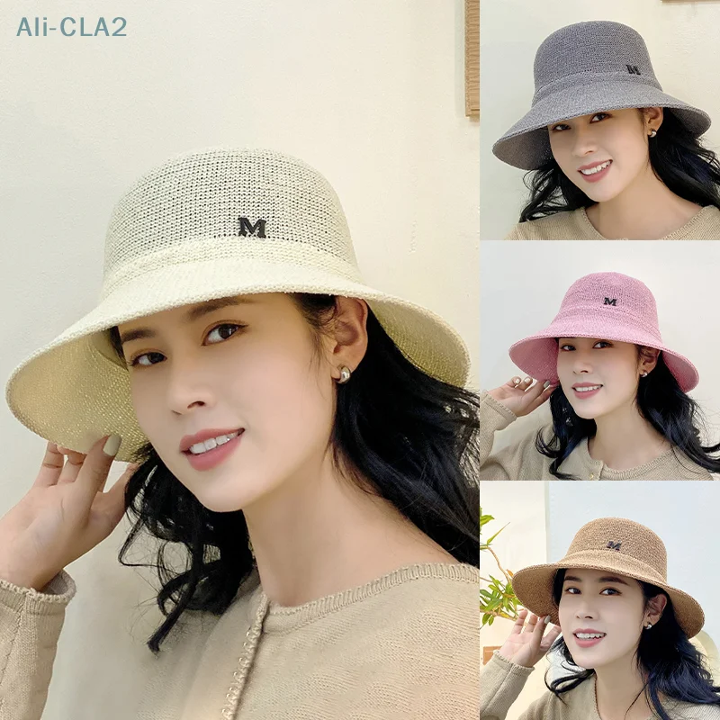 Women's Bucket Hat Panama Fashion Knitted Sun Visor Breathable Fisherman Protection Hat Summer Hats Beach Sun Hats