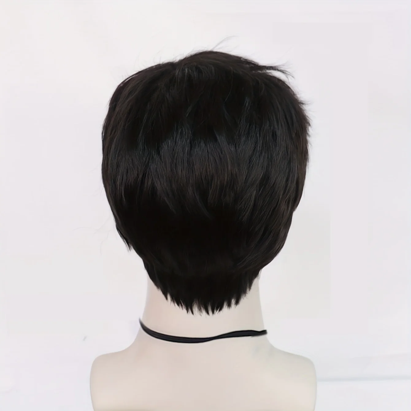 Short Black Straight Wig Anime Cosplay Wig Synthetic Wig, for Men for Halloween Carnival Comic Exhibition Wig（No glasses）