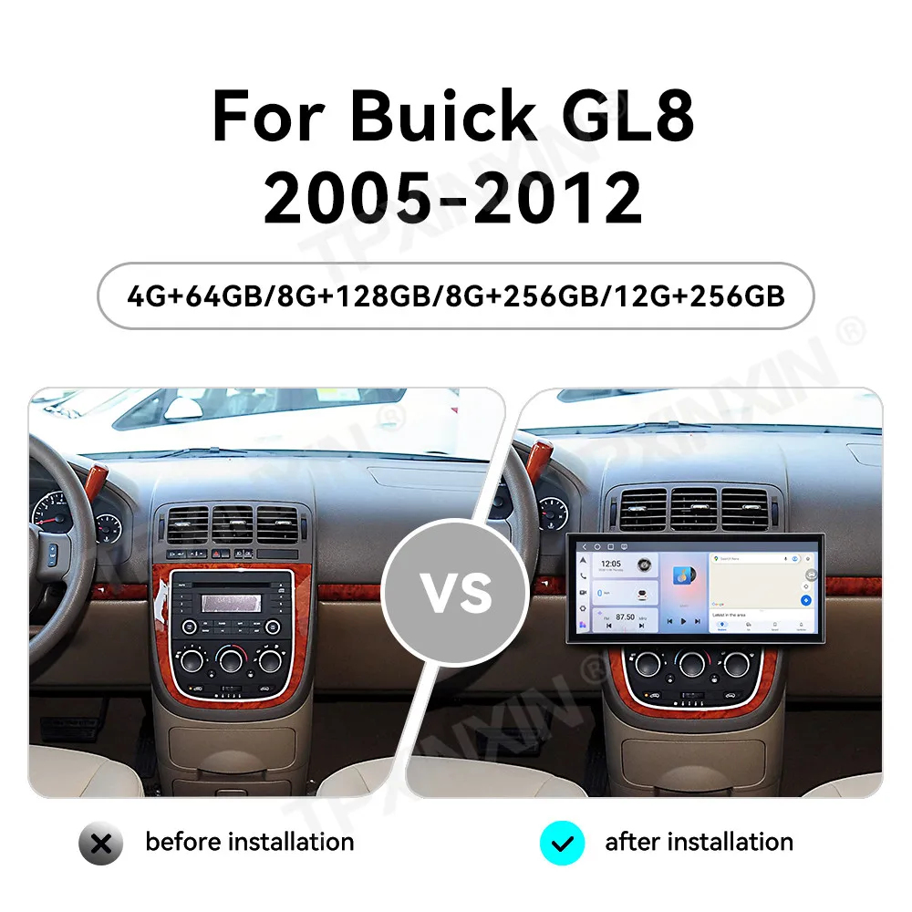 

15,8-дюймовое автомобильное радио на Android 15 для Buick GL8 2005-2012, мультимедийный видеоплеер, GPS-навигация, Carplay, 4G, сенсорный экран