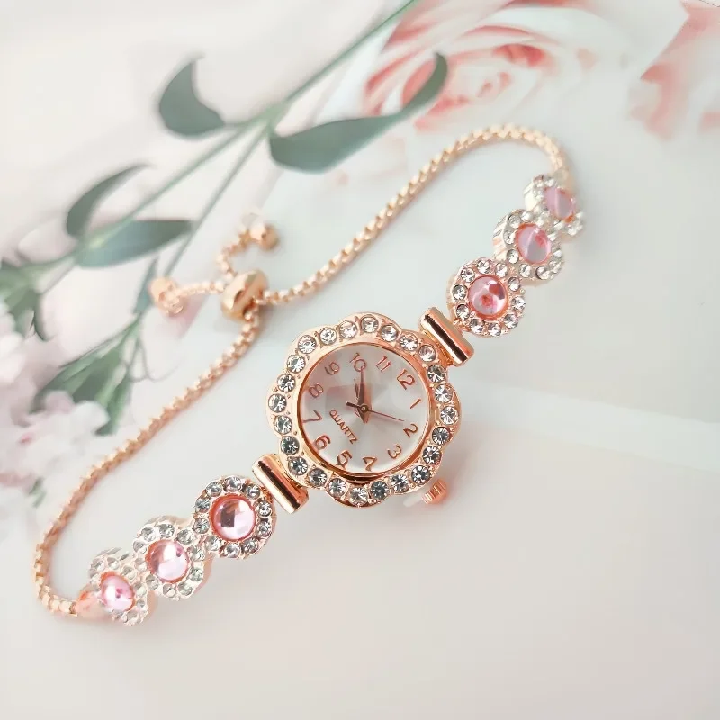 

Новинка 2024, женские часы, модные женские часы в форме цветка с регулируемым ремешком, браслет, кварцевые наручные часы, relogios feminino