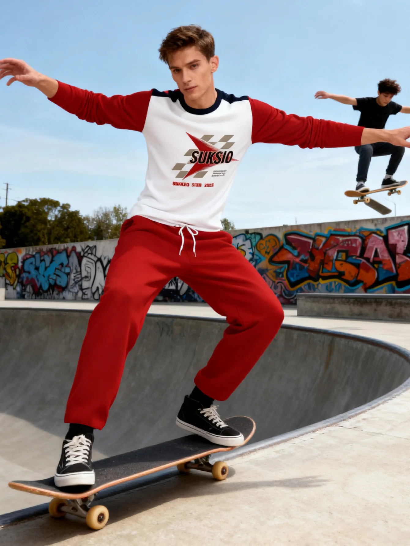 Ensemble à capuche décontracté tendance imprimé numérique 2 pièces pour hommes