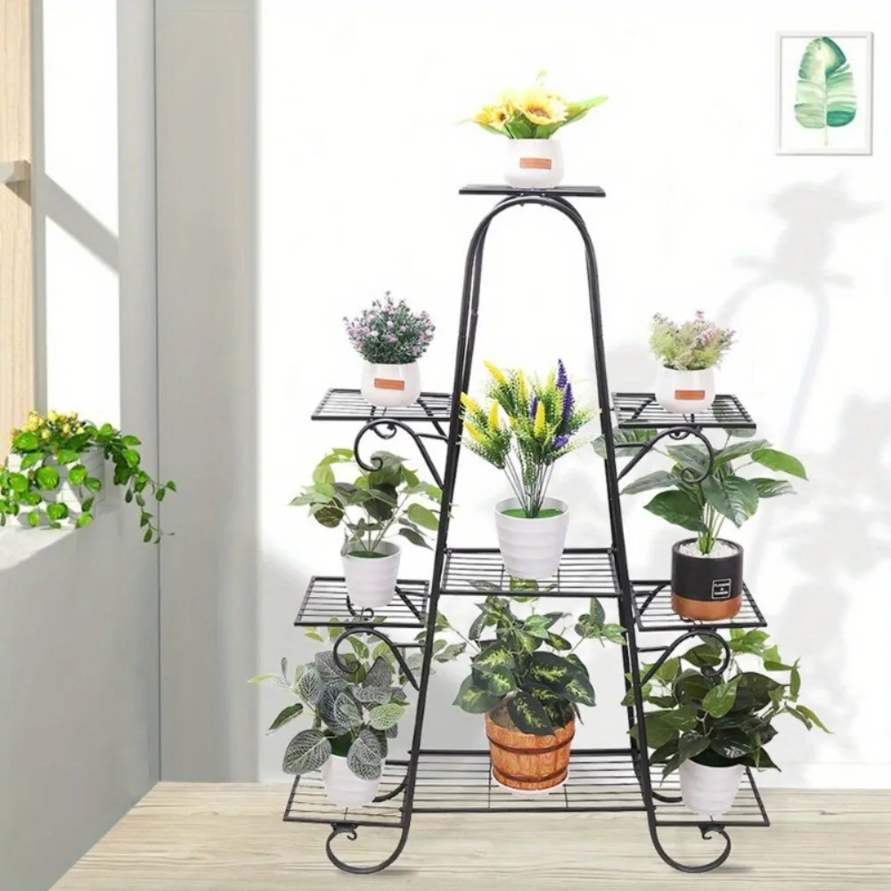 Multilayer Metal Plant Stand 9 Tiered Shelf Unit Garden Patio Display Rack