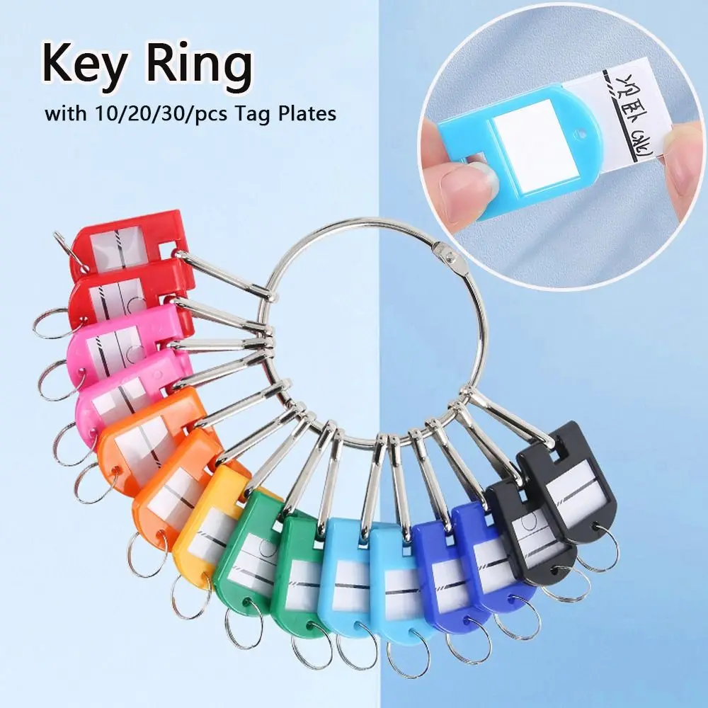 Janela transparente portátil organizador de chave plástico com placas de etiqueta chaveiro metal split anéis chaveiros classificação chave