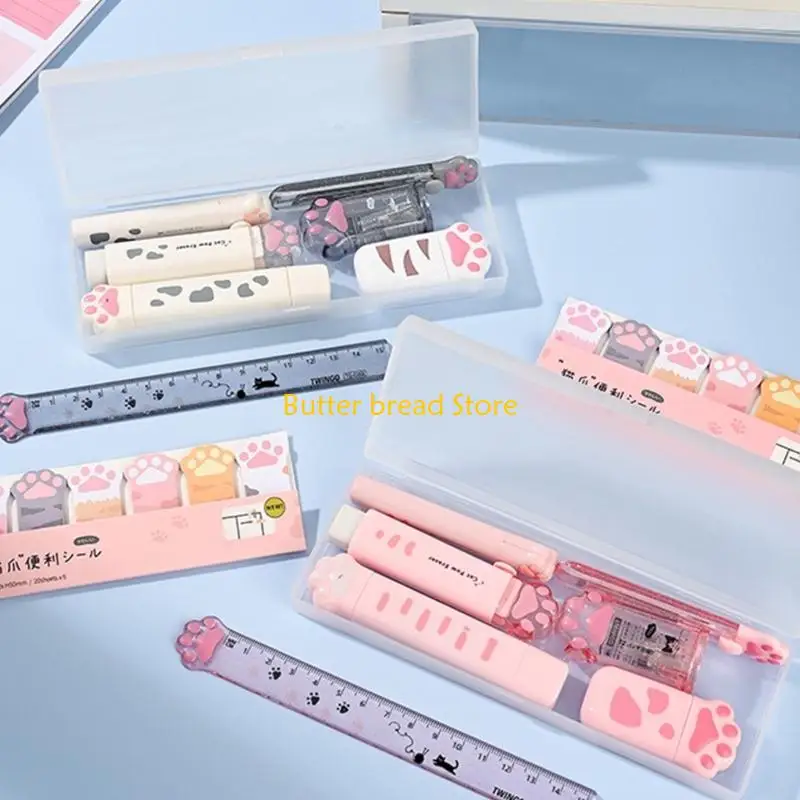 W89C 9 PCS CATS PAWS SETEDARY SET CORRECTION TAPE CASE CASE CASE SCOPPIES
