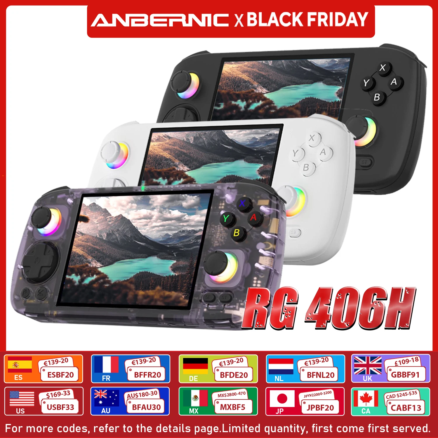 ANBERNIC RG406H Console di gioco portatile Schermo multi-touch IPS da 4 pollici Android 13 3D Hall joystick hall trigger Videogioco RG 406H