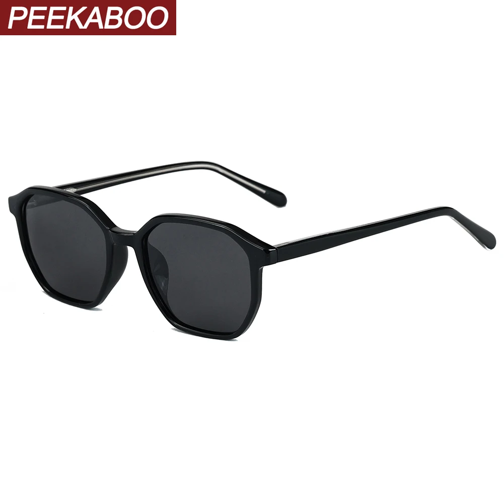 

Peekaboo polarized sunglasses retro women TR90 acetate polygon square sun glasses for men brown black uv400 unisex summer