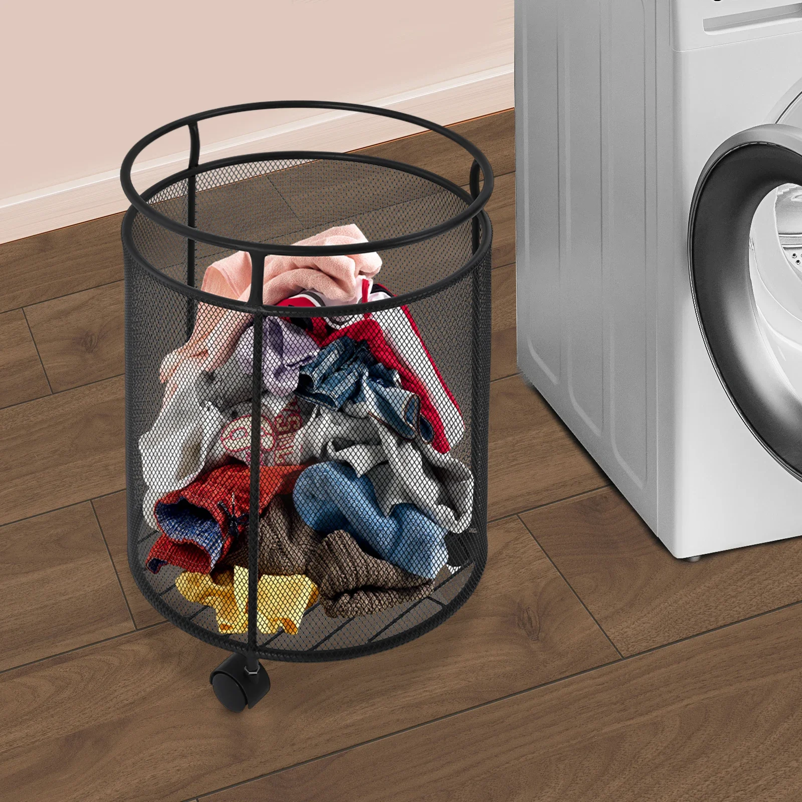 

Rolling Laundry Basket Cart, Metal Laundry Basket, for Living Room,Bathroom,Closet or Children Bedroom