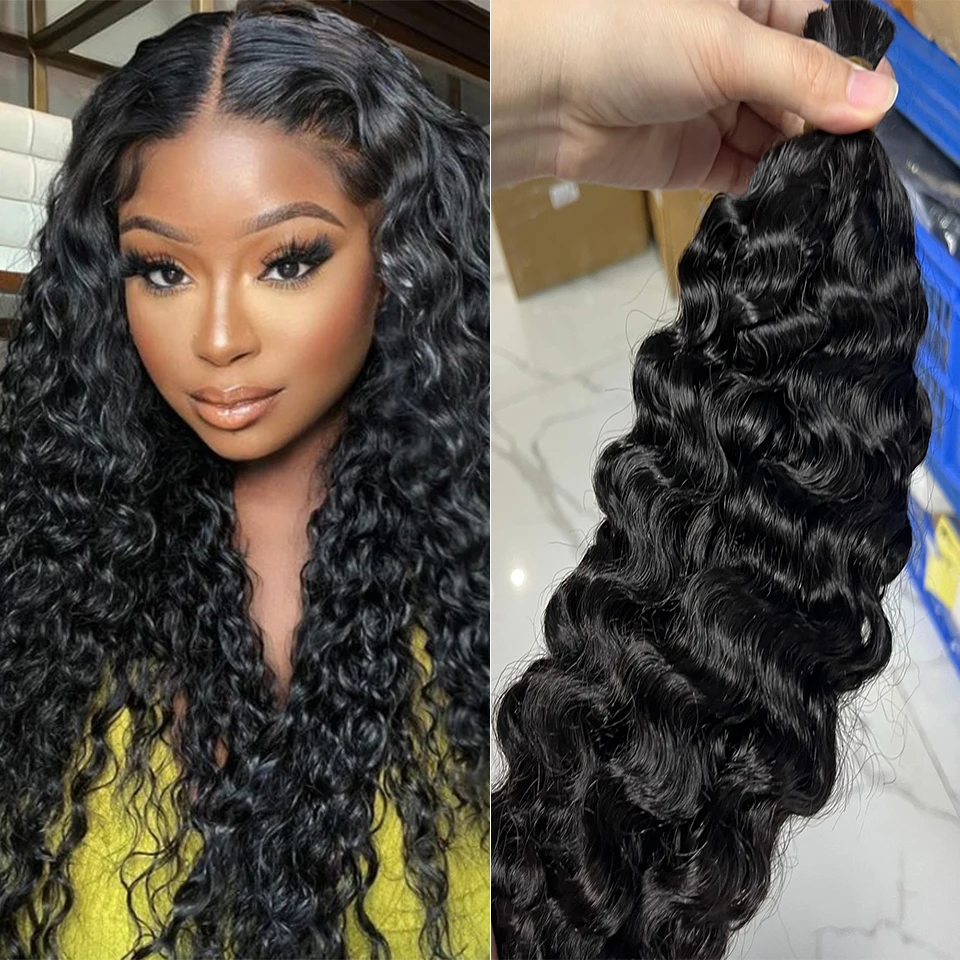 

Natural Human Braiding Hair 26 Inch Italian Curly Water Wave Bulk Human Hair for Boho Braids No Weft Virgin Curly Hair Extension