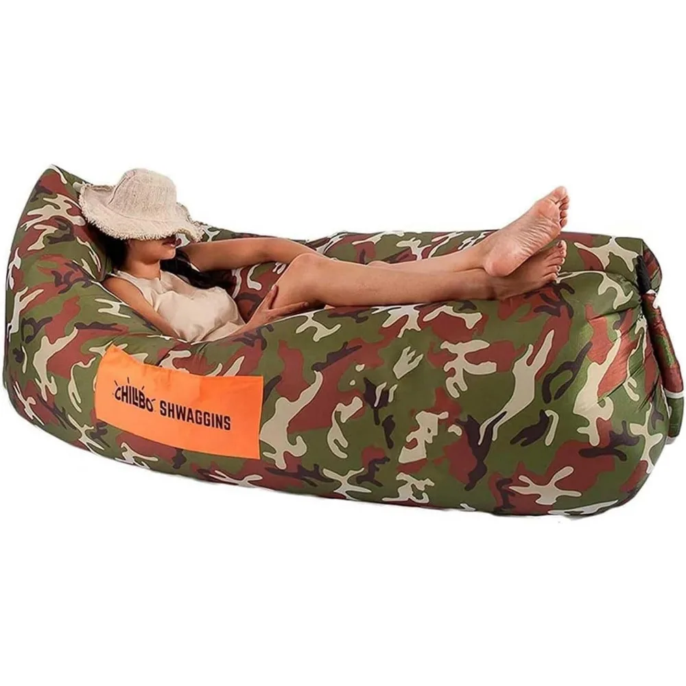 Canapé gonflable avec installation sans pompe, polyester Ripstop, chevilles de stabilité pour la plage, le camping, les festivals