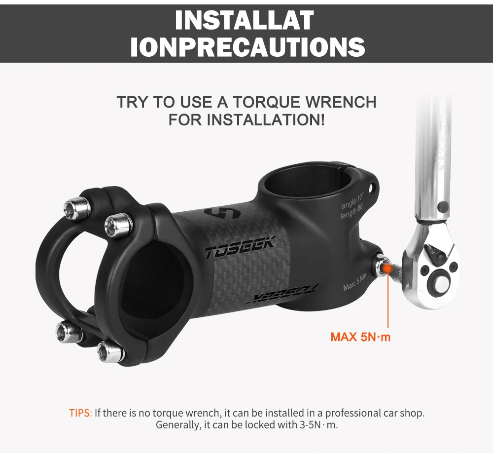 TOSEEK MTB Fahrradlenker-Vorbau 10 17 25 35 Grad Ultraleichter MTB Power Bike Mountain Road Fahrradlenker-Vorbau – Detail 13