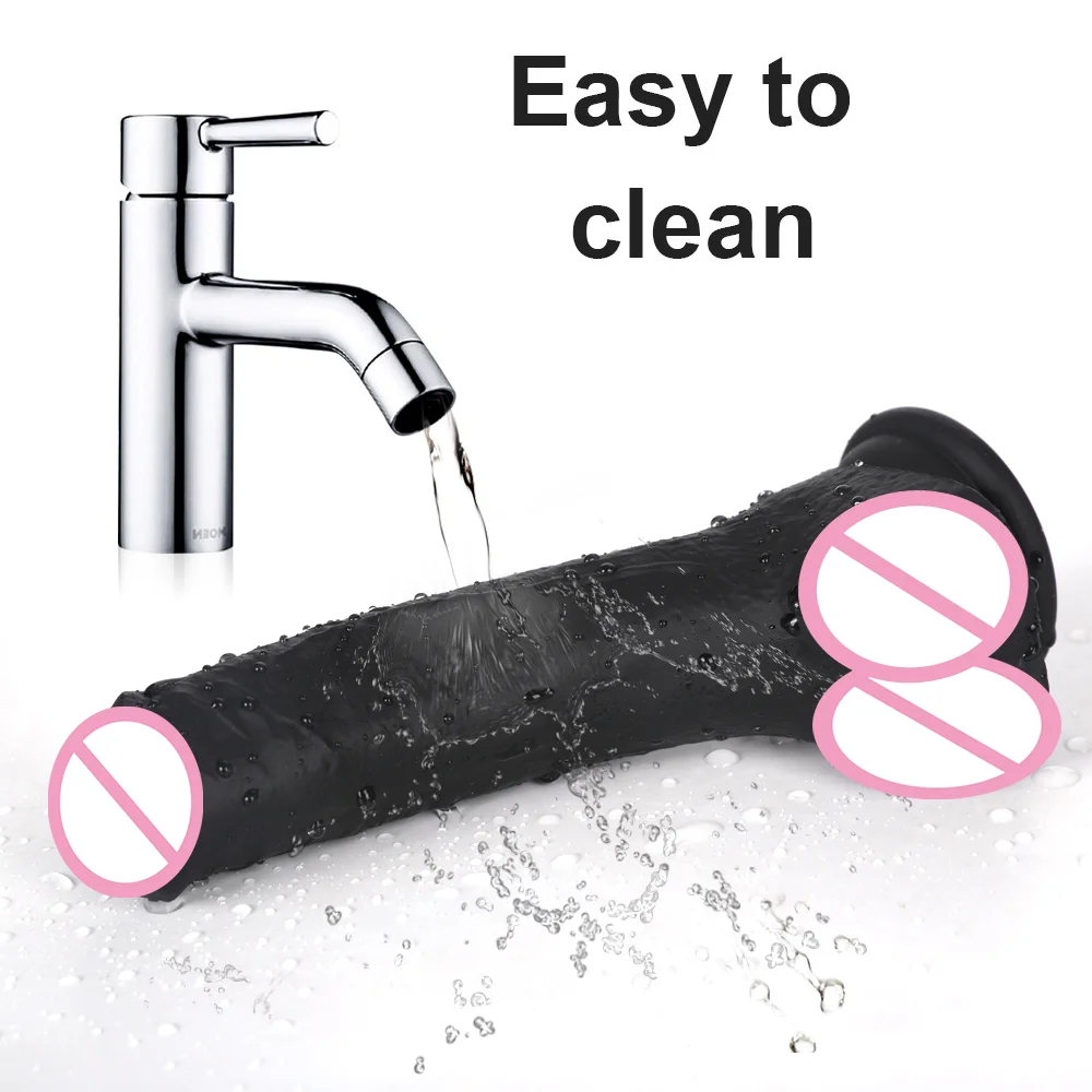 أسود لينة دسار للنساء سيليكون شفط كأس واقعية ضخمة القضيب المثليات حزام على القضيب الشرج الجنس لعب للمرأة الموزه #6