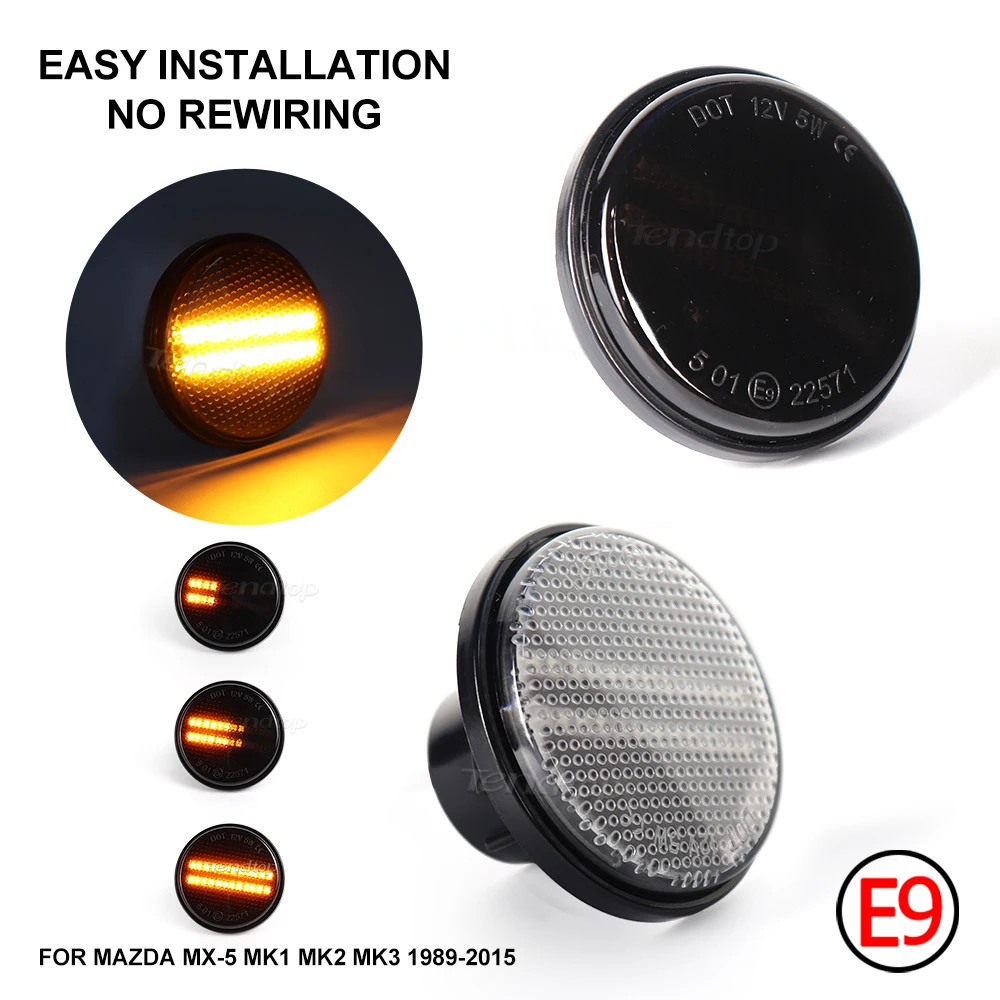 2pcs Dynamic Side Marker Turn Signal Light Sequential Blinker Lamp For Mazda MX5 Miata Mk1 Mk2 Mk3 1989-2015 Na Nb Nc