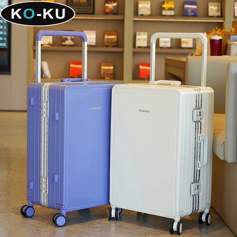 KO-KU Ultra Light Aluminium Frame Wide Trolley Luggage Female Large Capacity Suitcase Mute Universal Wheel Password Box