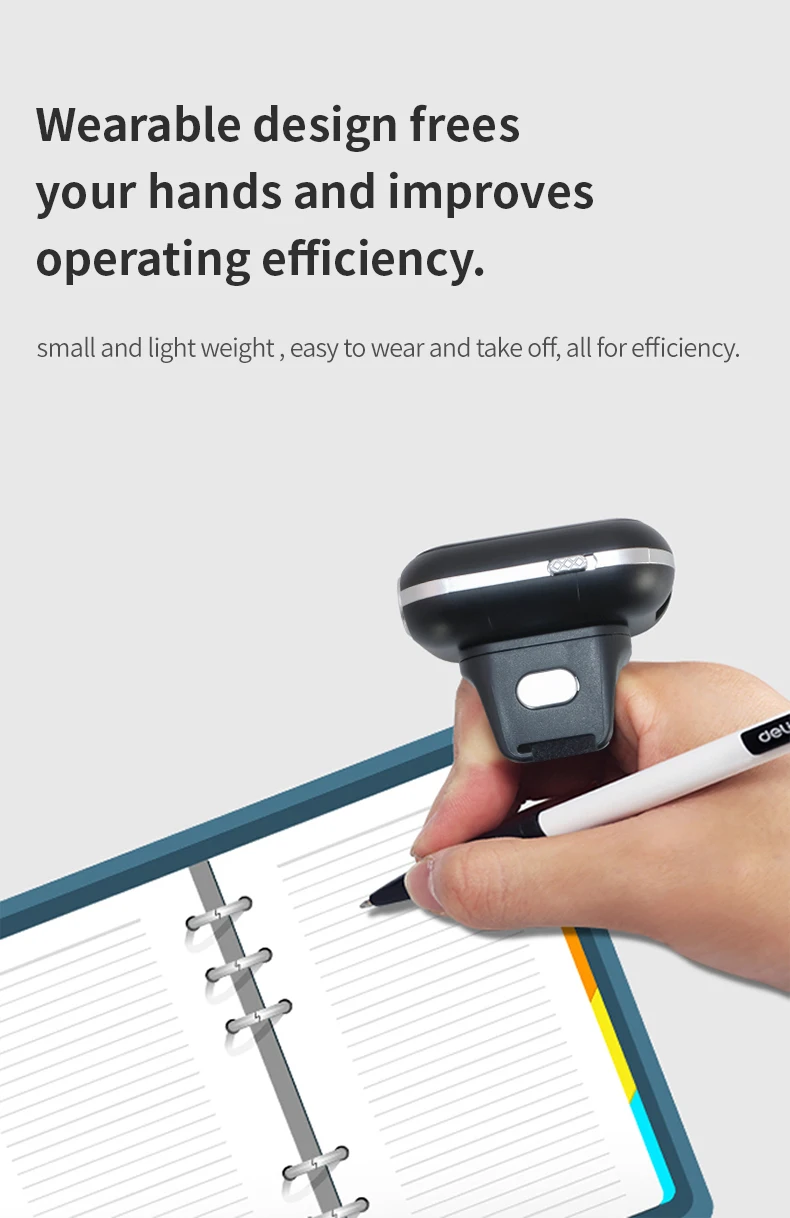 블루투스 휴대용 1D 2D 미니 포켓 사이즈 스캐너 링 웨어러블 무선 바코드 리더 (도서, 창고 재고, 택배용)