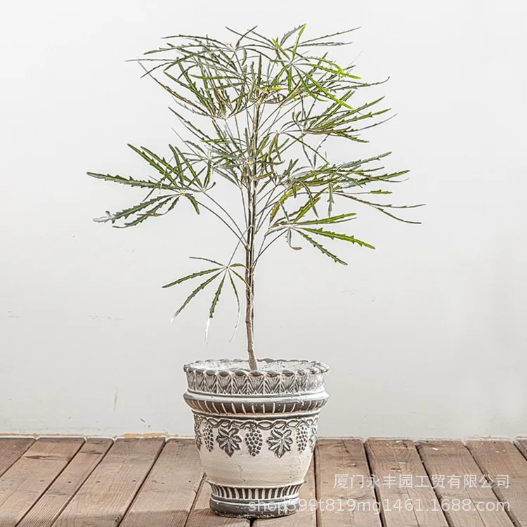 Nordic balcony green plants foreign trade ins flower pot, retro grape vine pattern, outdoor creative magnesium oxide cement pot