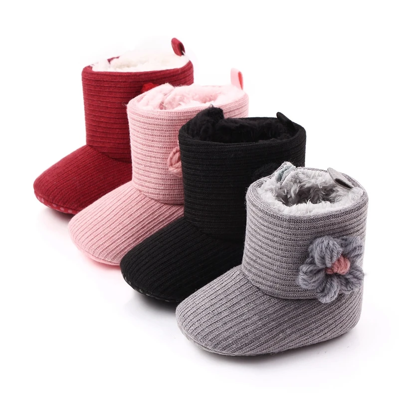 

Newborn Girl Booties Infant Shoes for Winter 1 Year Princess Gifts Cute Flowers Soft Sole Crib Shoes Toddler Trainers Baby Items