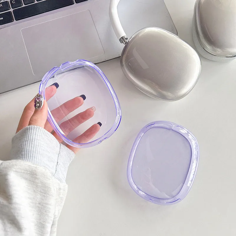جراب ملون شفاف لسماعات AirPods Max ، جلد شفاف من البولي يورثين الحراري الناعم ، مضاد للخدش ، غطاء واقي للغاية ، لطيف