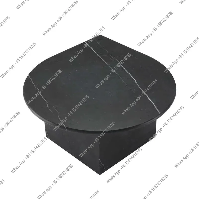 طقم طاولة قهوة من الرخام الأسود بتصميم إيطالي من J - طاولات متداخلة على شكل ورقة شجر، طاولة جانبية فاخرة للأريكة الثلاثية لديكور غرفة المعيشة