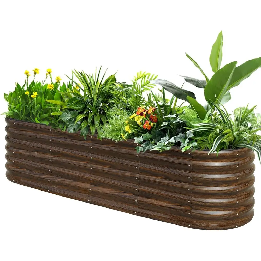 

SnugNiture 8x2x2t Raised Garden Bed Kit, 24" Tall Outdoor Metal Raised Planter Box or Planting Plants Vegetables lowers ruits, B