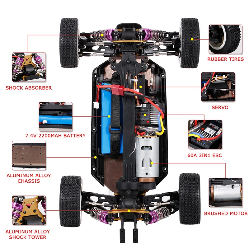 Wltoys V2 for 124017 Brushless RC Car 124019 Brush Car RTR Vehicles Metal Chassis Off Road Model 1/12 2.4G 4WD 75KM/H Machine