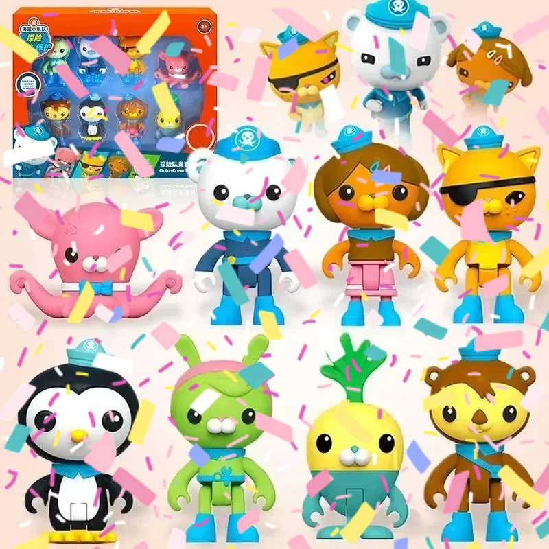 9 Figuras de Acción de los Octonautas, Mini Juguetes de Barnacles, Peso, Kwazii, Tweak, Vegimal y Dashi, Muñecos de PVC, Modelos de Animales, Regalos de Navidad para Niños