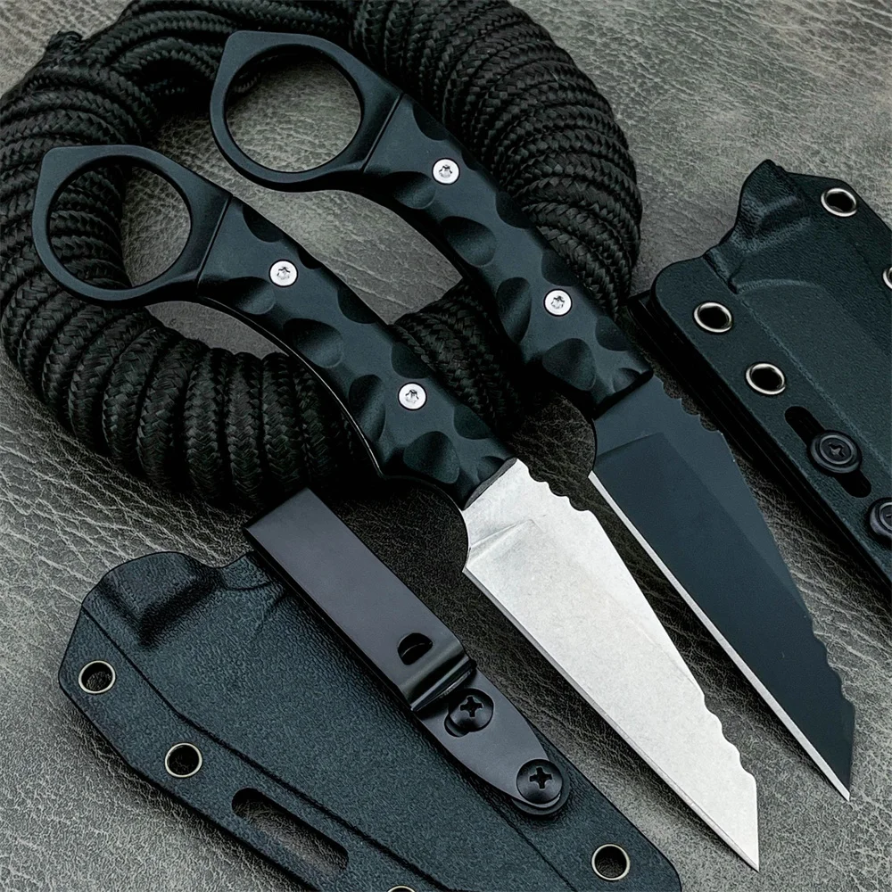 Outdoor Survival Fixed Blade Knife - Full Tang One-Piece Design, 7Cr13MoV Steel G10 Handle with Sheath, Camping Hiking Tool