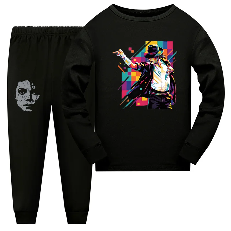 Neue Herbstkollektion: King of Pop Michael Jackson Lustiges Kleidungsset, Kinderkleidung, Mädchen-Pyjama-Set, Jungen-Schlafanzug, Nachtwäsche-Anzug – Detail 2