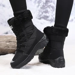 Women Shoes Winter Versatile High-quality Platform New Work Lace Up Snow Boots Outdoor Anti Slip Casual Warm Plush Cotton Shoes