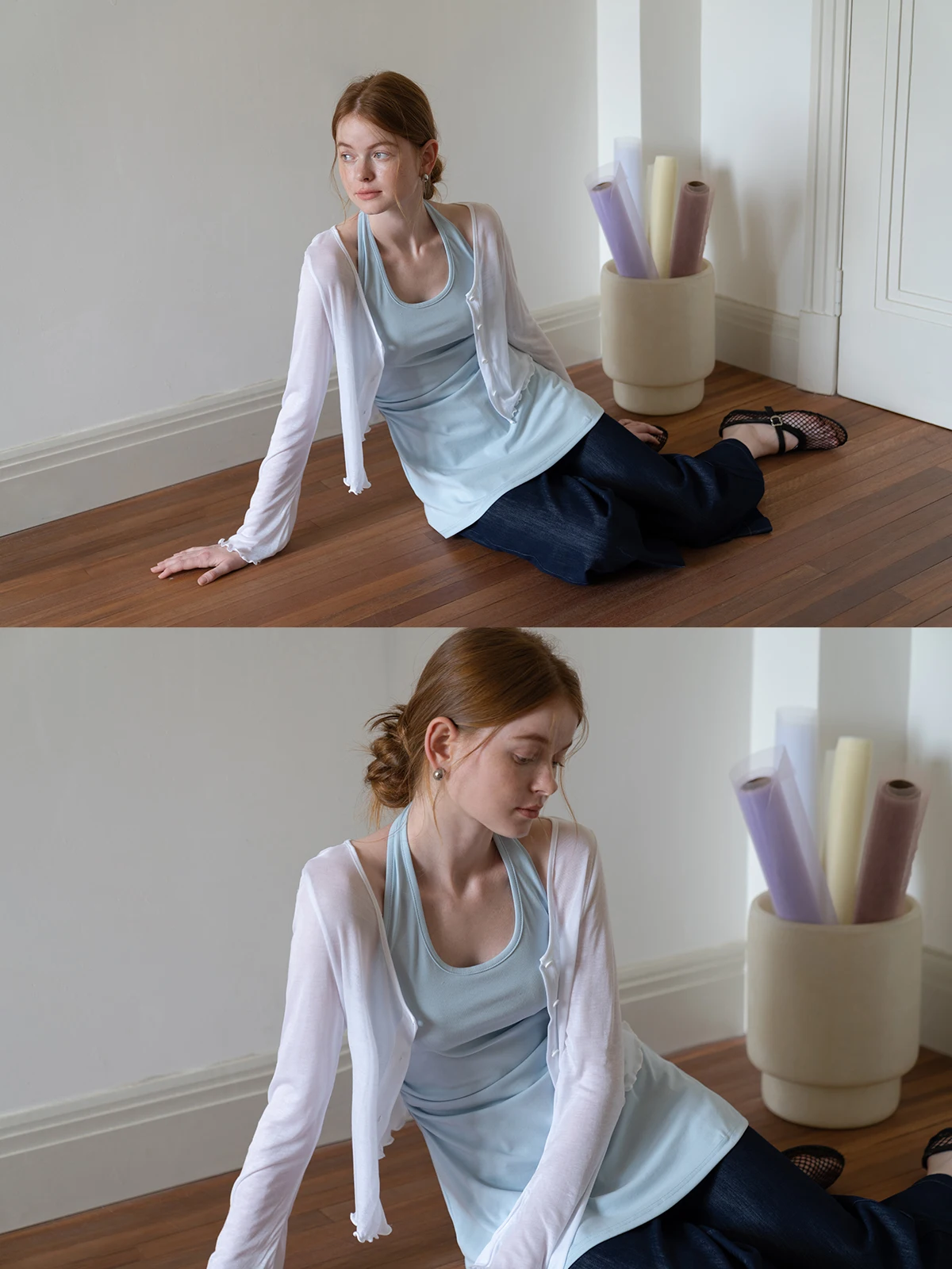 

EGGKA Простой тонкий кардиган с V-образным вырезом и деревянными пуговицами, защита от солнца, женская летняя футболка-топ для похудения, охлаждающий эффект