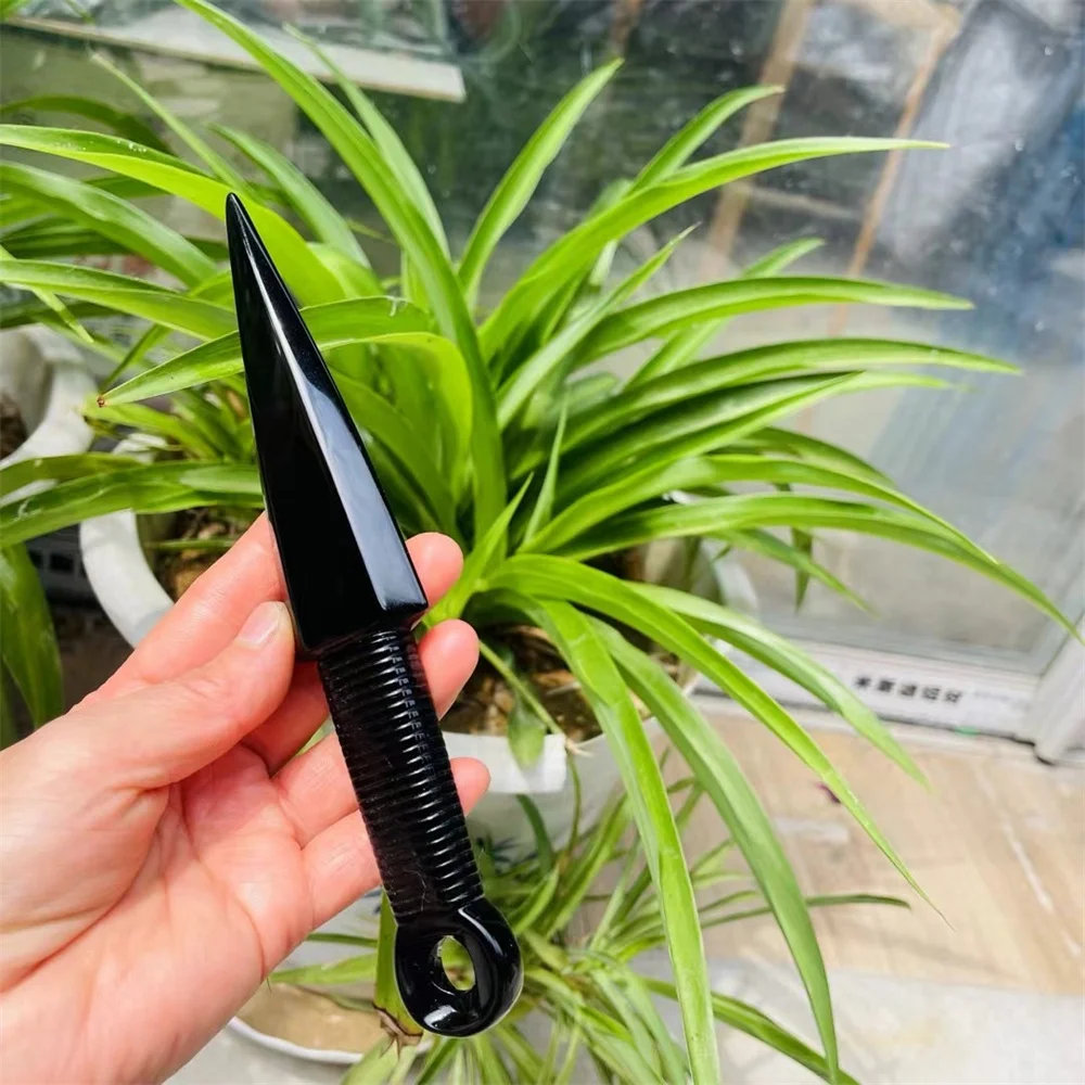 20cm Natural Obsidian Dagger Healing Crystal Protection Stone Handmade Knife Men Gifts Magic Talisman Sword Witch Supplies