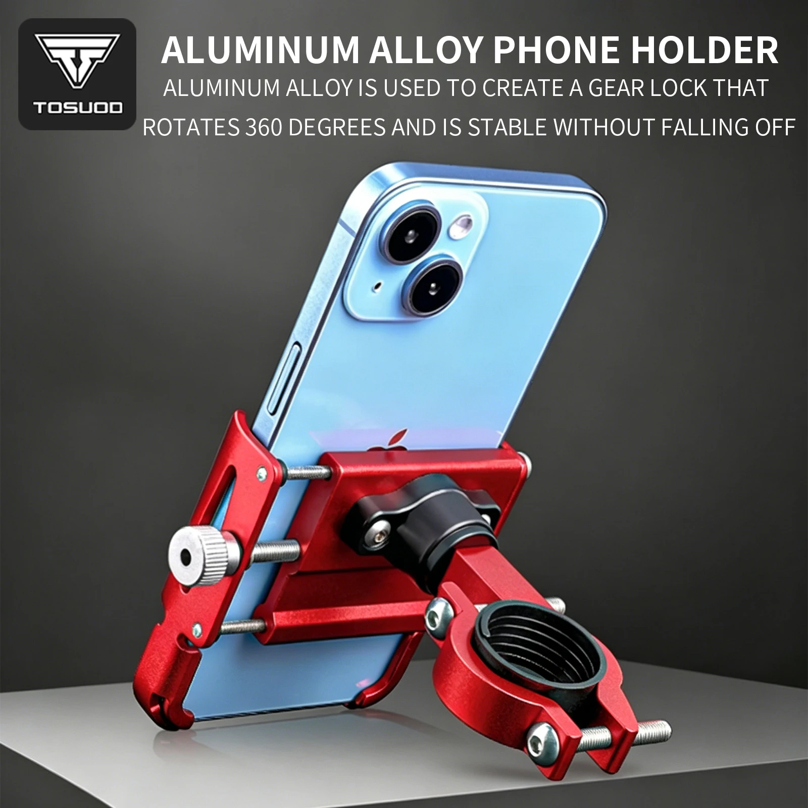 

TOSUOD Universal Bike aluminum alloy Phone Mount 360° Rotation GPS Navigation for All Smartphones MTB Road Cycling Accessories