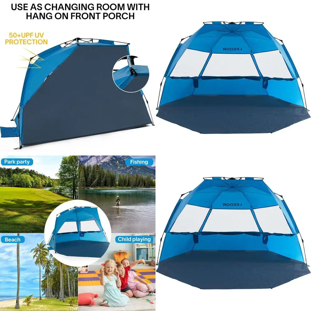 

Portable Beach Cabana with UPF 50+ Sun Protection for 3-4 People, Windproof and Easy Setup