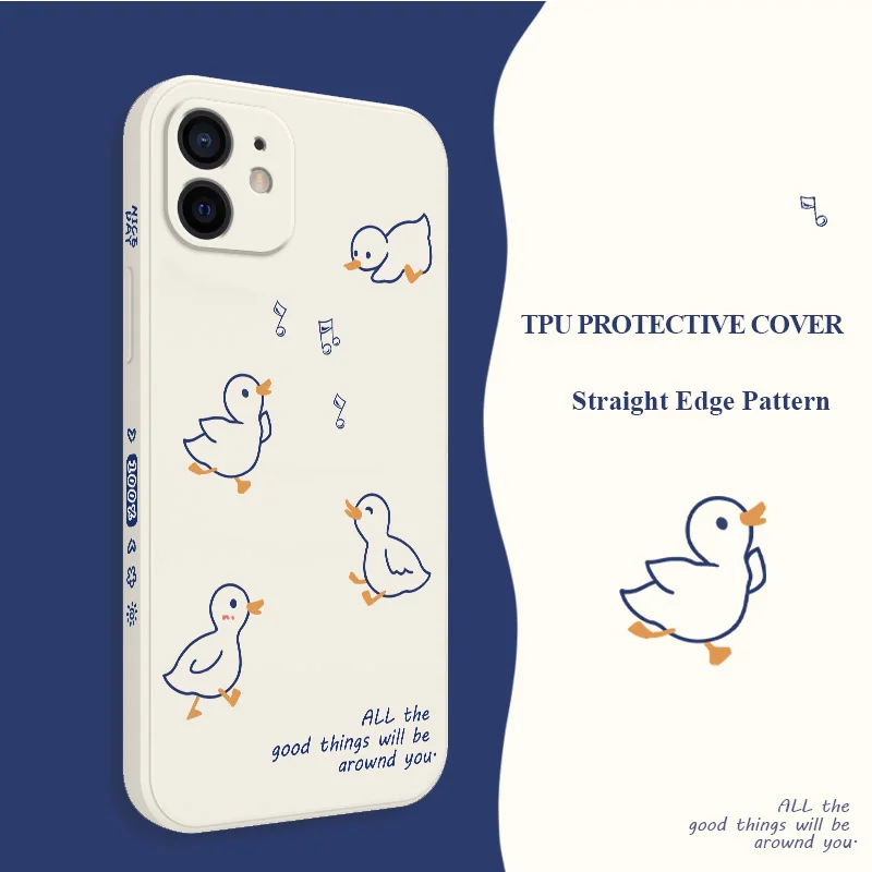 

Happy Music Duck Phone Case For iPhone 12 11 X XR XS 8 7 SE2 Plus Pro Max Mini Silicone Cover
