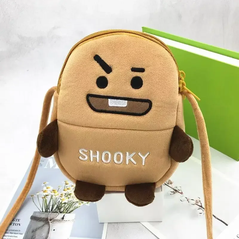 17*13CM BT21 Plush Cross Body Bag TATA Chimmy Koya Cross Body Shooky Mobile Phone Bag Kawaii Cosplay Props Coin Purse Kid Gifts