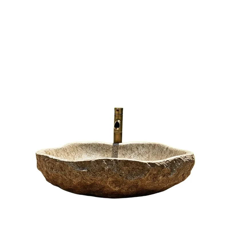 Imitation stone basin courtyard B & B wash basin wabi sandy wind outdoor light luxury creative wash basin