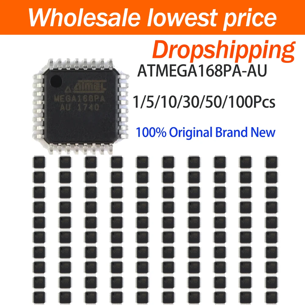 1~100Pcs ATMEGA168PA-AU TQFP32 SMD 8 Bit Microcontroller 16K Flash Memory Original Semiconductor MCU Integrated Circuit Chip