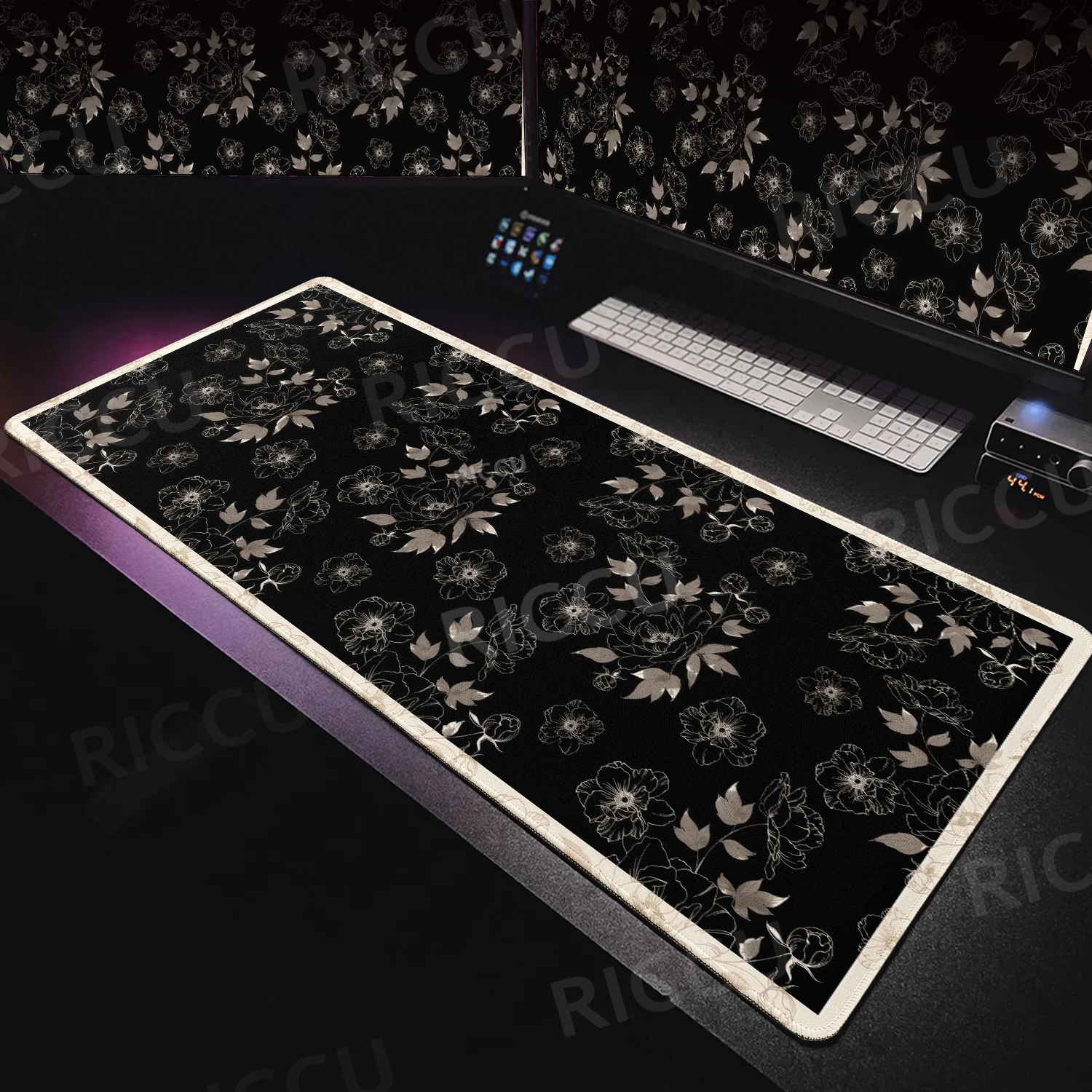 Gaming Vintage Flower Pattern Mouse Pads Gamer PC Computer Keyboard Desk Mats Office Laptop Interior Accessories Rubber XXL Rug