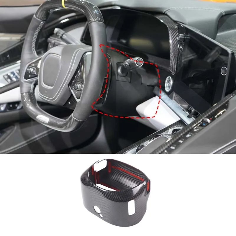 

For Chevrolet Corvette C7 2014-2019 Real Carbon Fiber Car Styling Steering Wheel Base Telescoping Cover Decorative Sticker