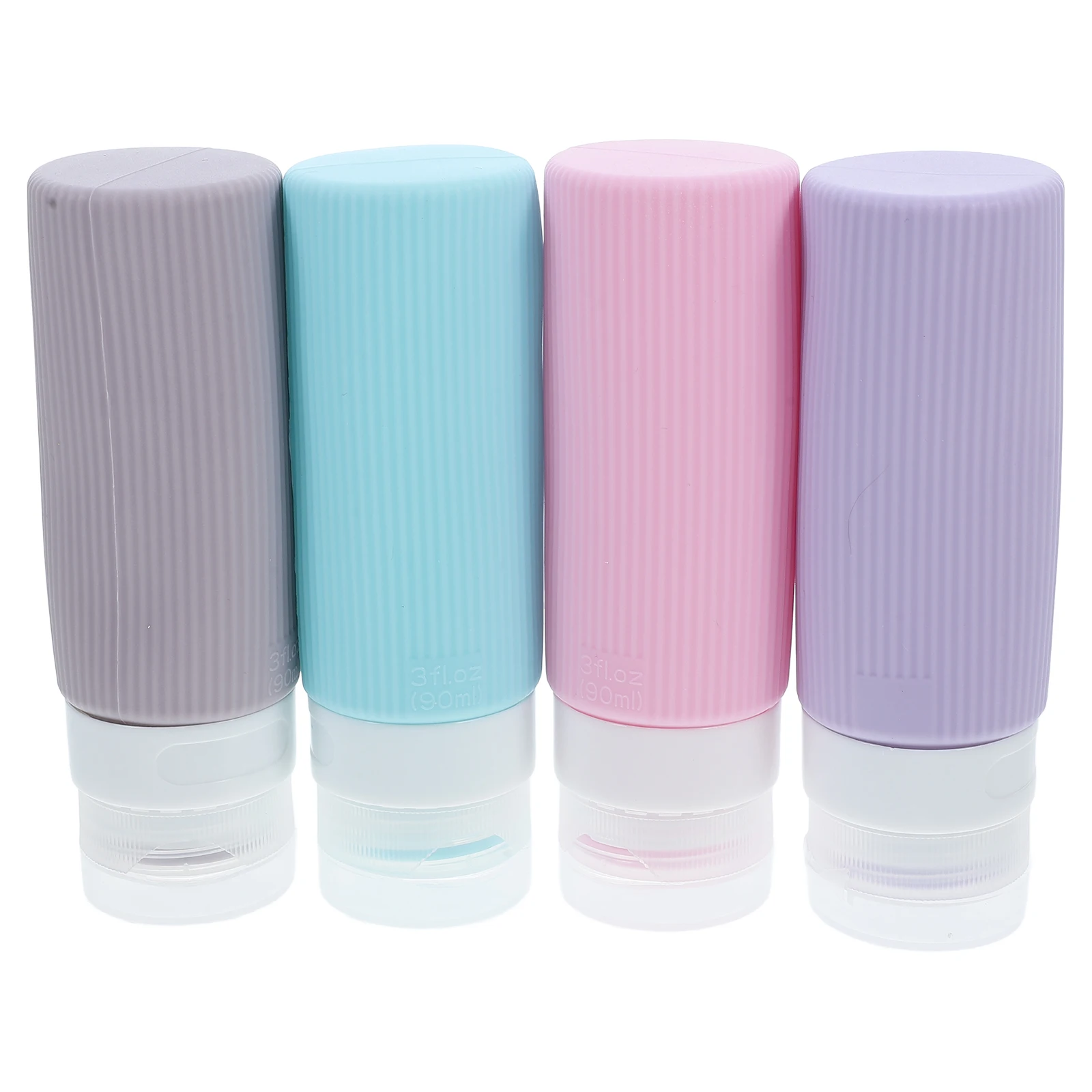 

4Pcs Silicone Travel Bottles Portable Refillable Lotion Containers 90Ml Leakproof Flip Cap Travel Accessories Toiletry