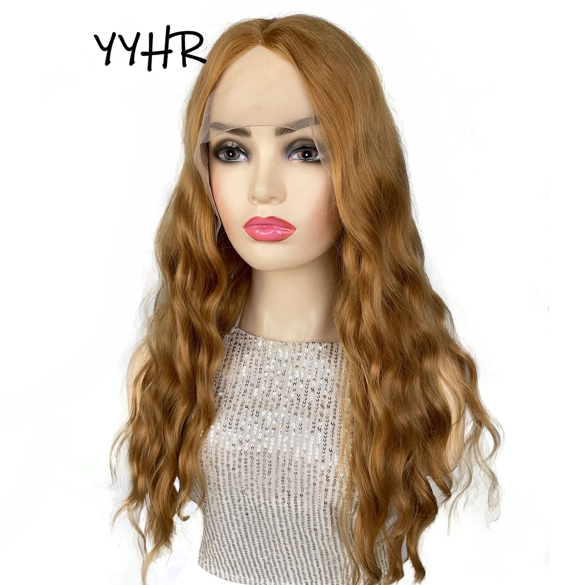 

Synthetic Lace Wig Blonde Brown Long Natural Wavy Wigs For Black African Women Middle Part High Quality 13x1 4x1 Lace Wig