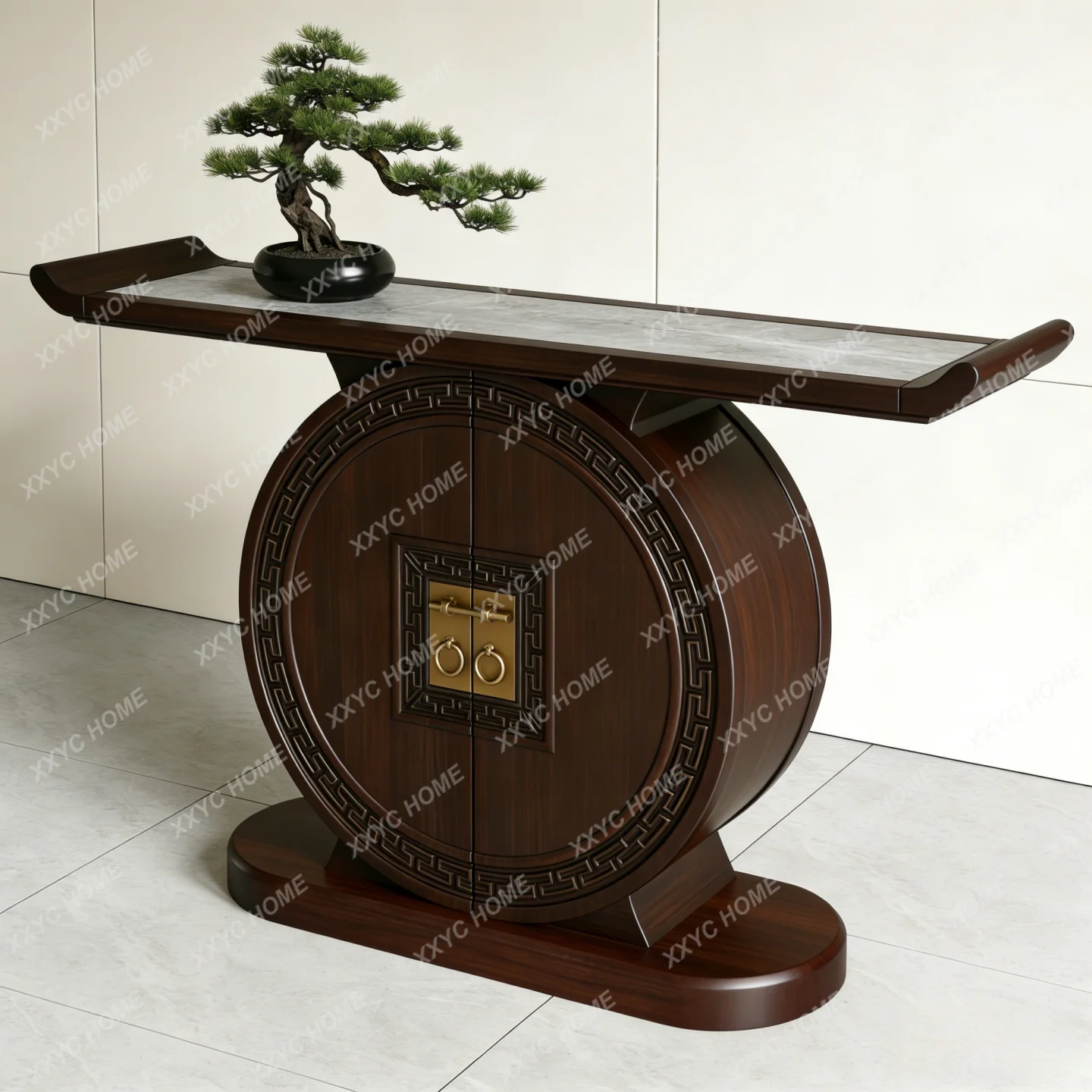 New chinoiserie black gold wood altar table, living room entrance end view table, wall table