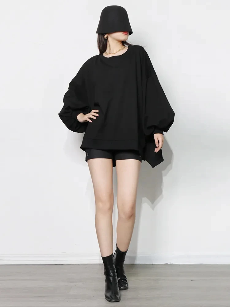 2023 Loose  Sweatshirt For Women O Neck Batwing Sleeve Side Split Casual Sweatshirts Female Fall New