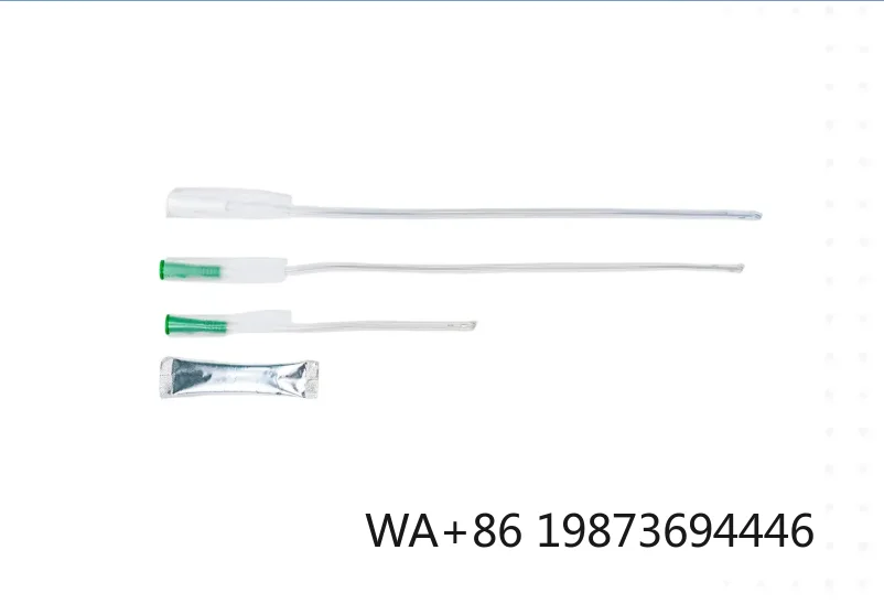

Hydrophilic coated male intermittent catheter, curved coude tip with gripper and water activated lubrication