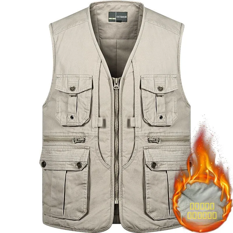 

Мужской хлопковый жилет из чистого хлопка, многофункциональная рабочая одежда для активного отдыха, теплая, с наплечниками, зимний, для бизнеса...