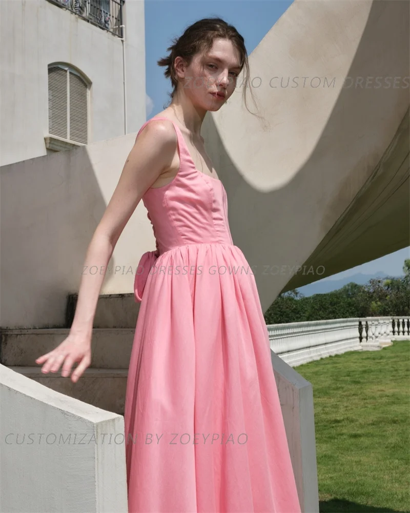 Light Pink A Line Evening Dresses Satin Korea Long Formal Club Party Gowns Strapless Sleeveless Prom Dress Vestidos De Fiesta