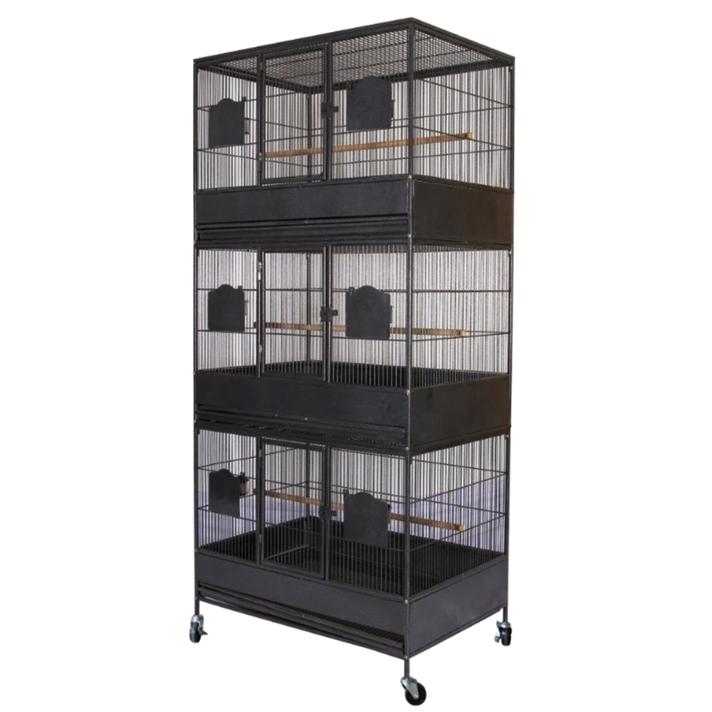 

Large Triple Stackers Aviary Bird Cage New Design Wrought Wire Iron Breeder Pet Cages Outdoor Metal Birdhouse