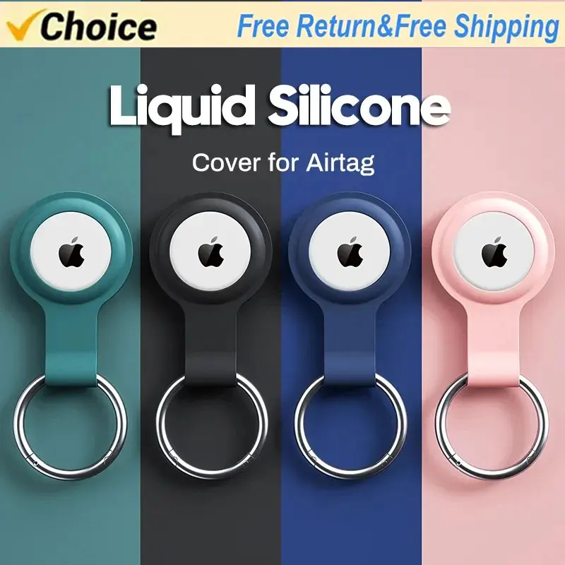 Cover for Apple Airtags Case Liquid Silicone Protective Shell tracker Accessories Anti-scratch Sleeve Keychain Air tag case