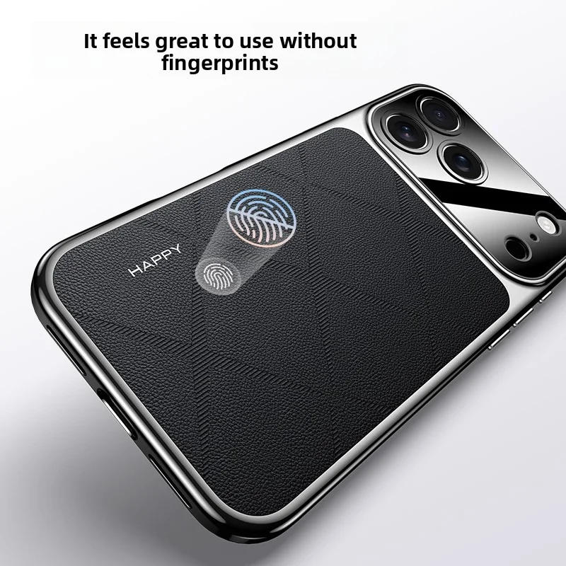 

Роскошный кожаный чехол с покрытием для iPhone 17 PRO MAX, модный сетчатый простой жесткий ПК, ультратонкий защитный чехол для камеры