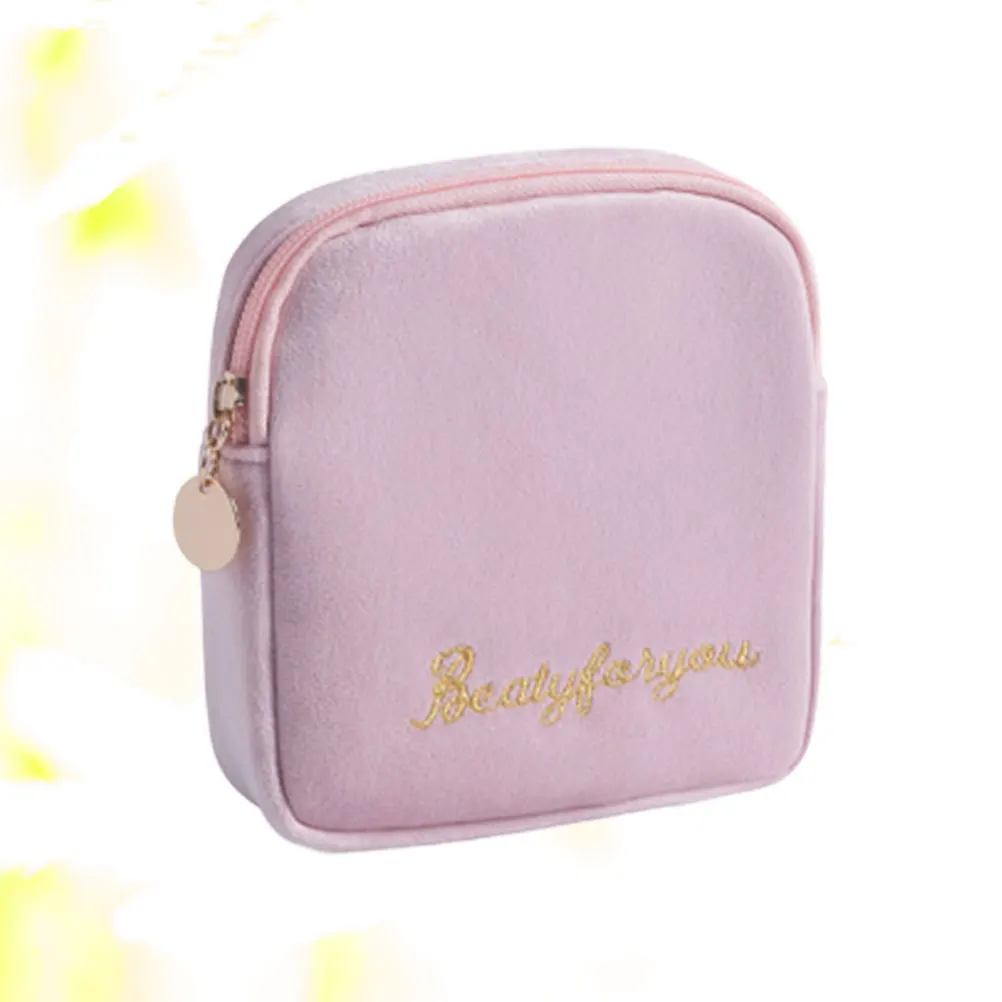 

1Pcs Sanitary Towel Storage Bag Zippered Cotton Durable Lightweight Travel Diaper Pouch Coin Purse Outdoor Office